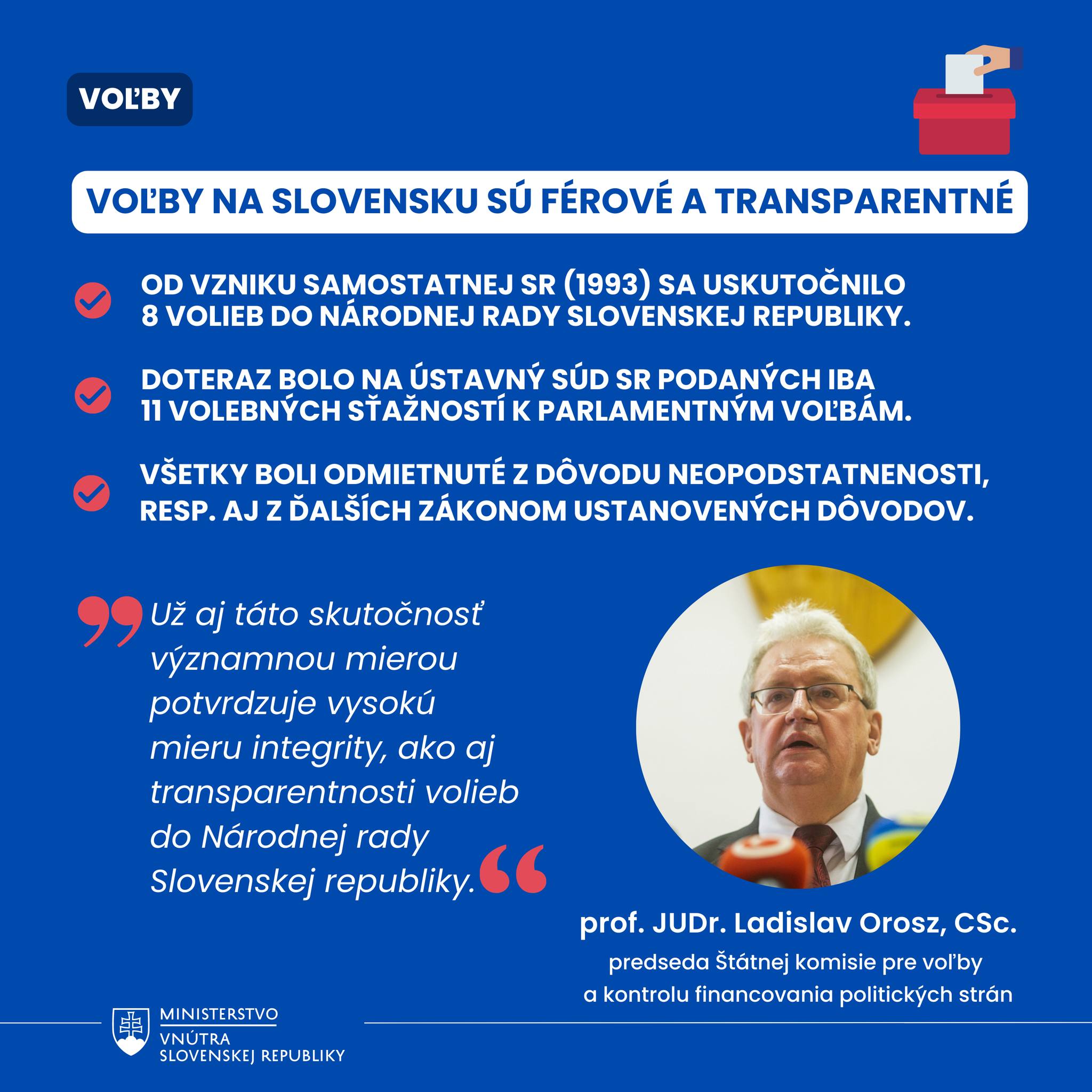 SLOVENSKO MÁ DLHODOBO FÉROVÉ A TRANSPARENTNÉ VOĽBY